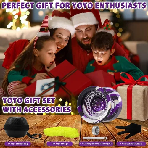 Miniatura 7 de YOYOSTUDIO F25 Trick Yoyo Profesional Sensible para Niños 8-12, Yoyo No Sensible para Truco de Dedo, Yoyo Pro con Kit de Accesorios de Yoyos, 10