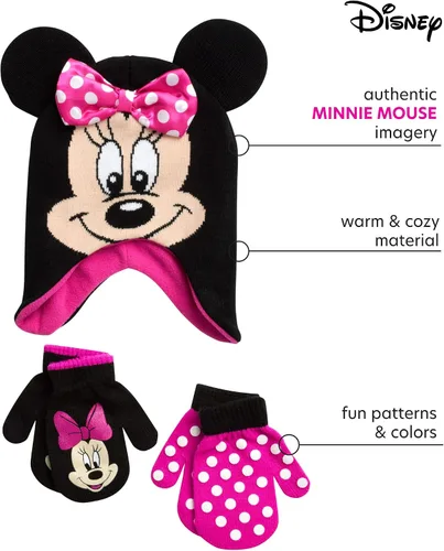 Miniatura 2 de Disney Girls Minnie Mouse and Vampirina Winter Hat and 2 Pair Mitten or Glove Set ToddlerLittle Girl