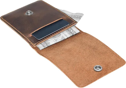 Miniatura 3 de Hide & Drink, Cartera vertical con bolsillo frontal con ranura para tarjetas, almacenamiento compacto para billetes, tarjetero, cuero de grano