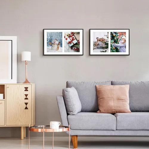 Miniatura 3 de Golden State Art, Marco de aluminio para collage de 8 x 10 pulgadas, muestra imágenes de 10 x 8 pulgadas con 2 aberturas o una foto de 12 x 19 Negro
