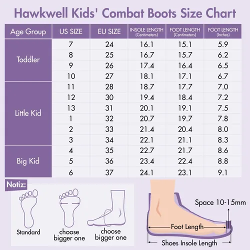 Miniatura 5 de Hawkwell Botas de trabajo de combate de patente para niñas y niños con cremallera lateral (niños pequeñosniños grandesjóvenes), 0 Toddler