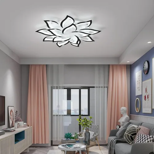Miniatura 6 de Garwarm Lámpara de Techo LED Moderna, Regulable de 3 Cabezales Cuadrados Accesorio de Lámpara de Techo con Control Remoto, Candelabro de Techo