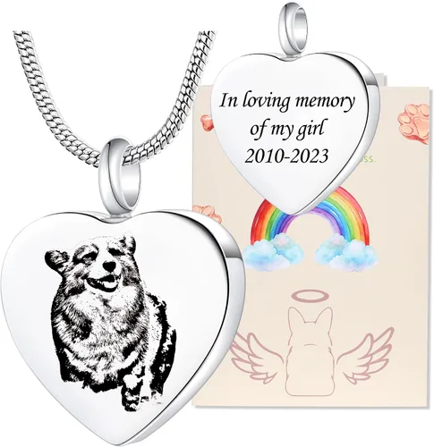 Miniatura 22 de Fanery Sue Collar personalizado para cenizas de mascotas para perros y gatos, foto y texto personalizados, regalo de condolencia, regalo de cremación
