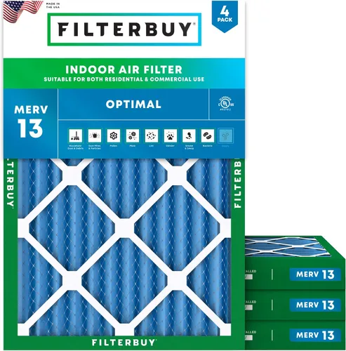 Miniatura 25 de Filterbuy Filtro de aire MERV 13 de 8 x 14 x 1 pulgadas, protección óptima contra el humo y la alergia (paquete de 4), filtros electrostáticos