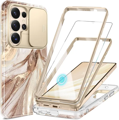 Miniatura 26 de GVIEWIN para Samsung Galaxy S23 Ultra Funda con cubierta deslizante para cámara, [Protector de pantalla incorporado] [2 Marcos frontales] Funda
