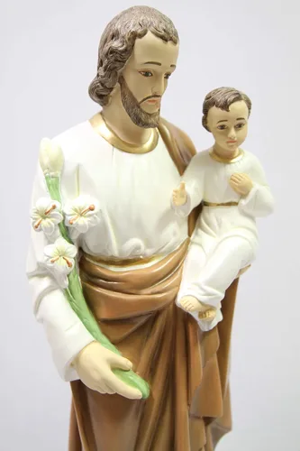 Miniatura 4 de Vittoria Collection Escultura de estatua religiosa católica de San José con el Santo Niño Jesús de 25.5 pulgadas, hecha en Italia