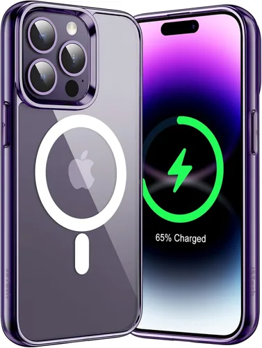Miniatura 16 de JETech Funda magnética para iPhone 14 de 6.1 pulgadas, compatible con carga inalámbrica MagSafe, a prueba de golpes, parte trasera transparente