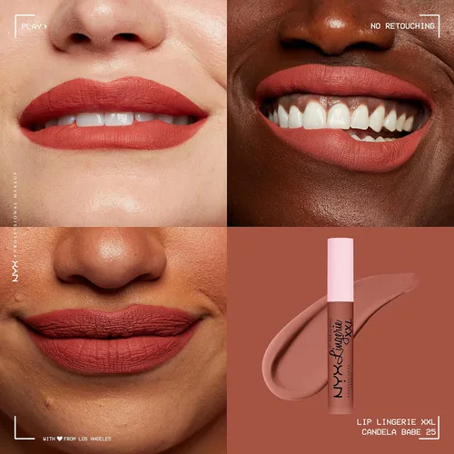 Miniatura 3 de NYX PROFESSIONAL MAKEUP Lip Lingerie XXL Lápiz Labial Líquido Mate - Candela Babe (Warm Rose Nude)