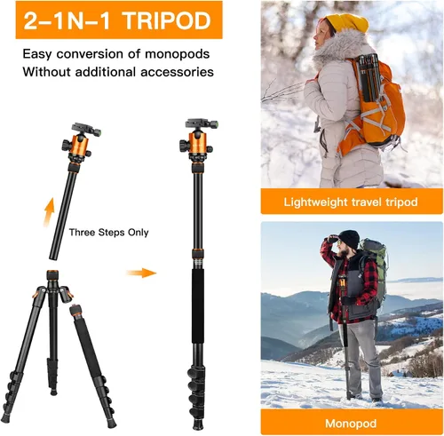 Miniatura 4 de Trípode para Cámara de 82" de Alto Uso Pesado, Trípode Monópode de Aluminio DSLR Victiv para Fotografía de Viaje, Soporte de Cámara Profesional