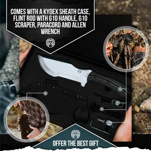 Miniatura 4 de Holtzman's Gorilla Survival Tracker Cuchillo de caza y campamento de hoja fija con iniciador de fuego y kit completo de supervivencia táctica