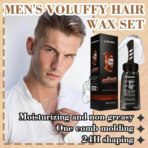 Miniatura 2 de Kit de gel para peinar el cabello para hombre con 2 peines, juego de cera de gel de peluquería esponjosa, hidratante de larga duración, no grasa