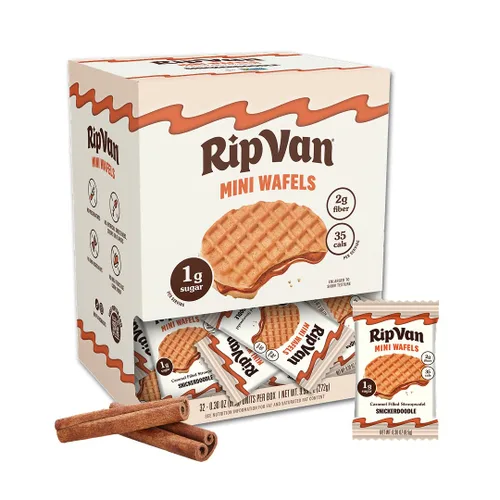 Miniatura 8 de Rip Van Wafels Mini Stroopwafels holandeses de caramelo, bocadillos bajos en carbohidratos, bocadillos keto, sin OMG, bocadillos para la oficina