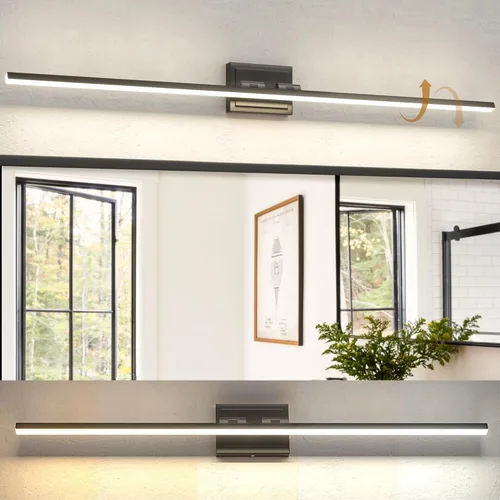 Miniatura 13 de NIORSUN Lámpara de baño moderna de 24 pulgadas, 14W 5CCT regulable LED negro, luces de tocador de baño sobre espejo, luces de tocador para espejos