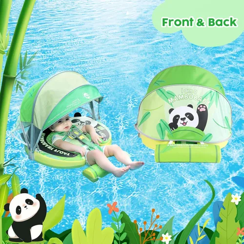 Miniatura 7 de Mambobaby Flotador de piscina para bebé con toldo, flotadores infantiles no inflables con cola sólida, suave, impermeable, agradable a la piel