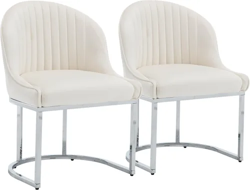 Miniatura 24 de Juego de 2 sillas de comedor de terciopelo, sillas de comedor tapizadas con patas de metal dorado, sillas auxiliares modernas para cocina, sillas