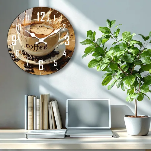 Miniatura 3 de Reloj de pared de cocina, 10 pulgadas, vintage, con letrero de café, funciona con pilas, reloj de cuarzo silencioso sin tictac para dormitorio, Taza