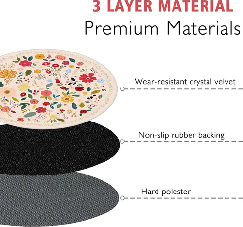 Miniatura 4 de Tapete para silla de oficina para suelo de madera dura, 47 x 47 pulgadas, alfombras redondas para sillas rodantes para oficina, computadora, Flor