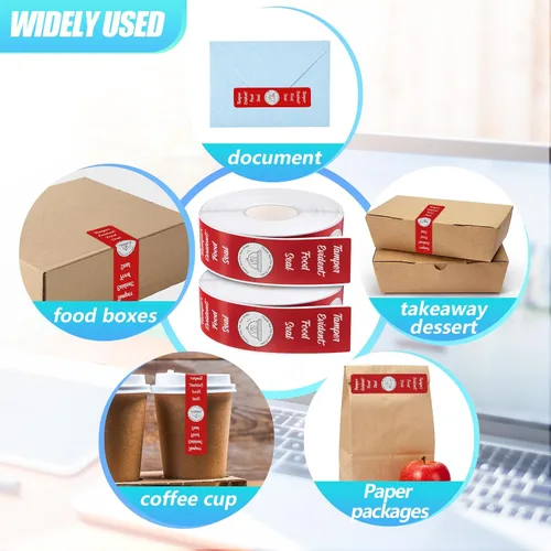 Miniatura 6 de 1000 calcomanías a prueba de manipulaciones para entrega de alimentos, de 1.5 x 6 pulgadas, cinta roja a prueba de manipulaciones, etiquetas seguras