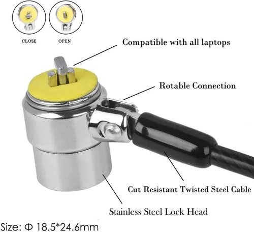 Miniatura 2 de Candado de Cable para Laptop, Cable de Seguridad de Hardware con Llaves, Cerradura de Combinación Antirrobo para Laptop y Monitor Compatible