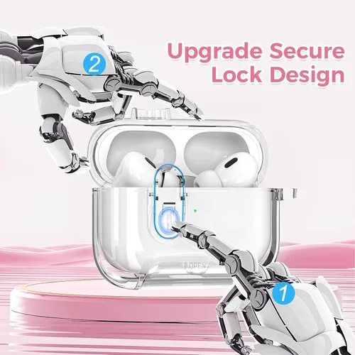 Miniatura 5 de (con bloqueo) Funda transparente compatible con bonitos Apple Airpods Pro 1/2 fundas para mujeres, TPU Transparency Air Pods Pro de 1ª 2ª