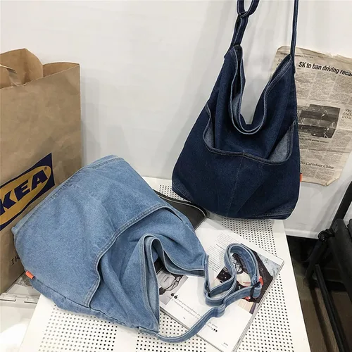 Miniatura 6 de KlaOYer Bolso bandolera de lona, bolso grande tipo hobo para la escuela, bolso de hombro con bolsillo para mujeres y hombres