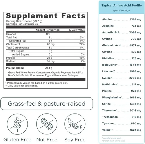 Miniatura 6 de Ancient Nutrition Proteína de suero en polvo alimentada con hierba, grano de vainilla, 35 porciones + polvo de péptidos de proteína de colágeno