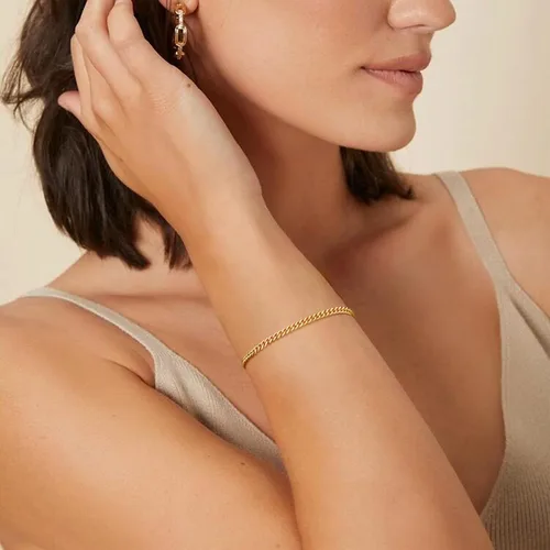 Miniatura 4 de Moodear Pulsera de oro para mujer, juego de pulseras de oro real de 14 quilates para mujer, pulsera de cadena de serpiente delicada, pulsera