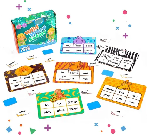 Miniatura 9 de Barnacle Toys Wild Word Safari - CVC Sight Word Reading Games, alternativas de tarjetas flash de fonética primaria para niños, actividades