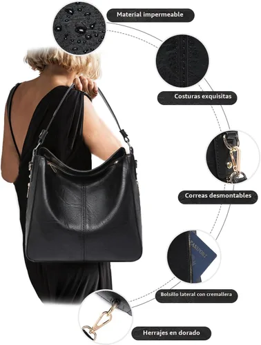 Miniatura 6 de Carteras para Mujeres 3PCS, Juego de Bolsos Cruzados Bolso Grande de Cuero Carteras de Hombro con Billetera Correas Ajustables para Damas Tote