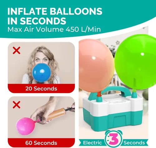 Miniatura 3 de ETENWOLF Electric Balloon Pump for All Balloons 110V 600W Balloon Blower for Party Metalic Latex 260q Foil Balloons, Balloon Inflator for Birthday