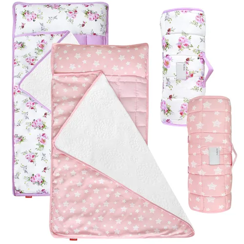Miniatura 16 de Moonsea Tapete para siesta para niños pequeños con almohada y manta de vellón Minky gris, ligero y suave, perfecto para niños de preescolar