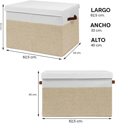 Miniatura 3 de Gowee Caja Grande de Almacenamiento de Juguetes con Tapa, Cofre Organizador Resistente para Guardar Juguetes con Divisores para Niños, Niñas, Beige