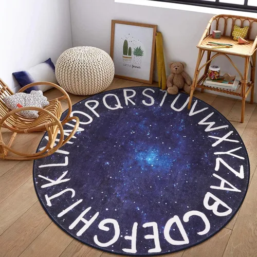 Miniatura 21 de LIVEBOX ABC Play Room - Alfombra redonda para niños, alfombra grande y colorida para guardería, alfombra de área de arcoíris para aula, alfombras