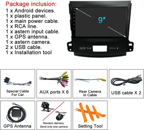 Miniatura 4 de 8Core 4GB+64GB Android 15 para Mitsubishi Outlander Radio 2006-2012 con 9 IPS Pantalla táctil GPS Unidad principal de navegación GPS incorporado DSP