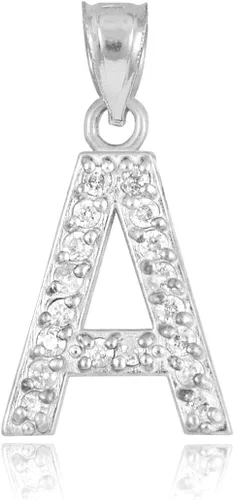 Miniatura 31 de Claddagh Gold . Collar con colgante de letra inicial de plata de ley 925 con circonita cúbica - Elección de tamaños