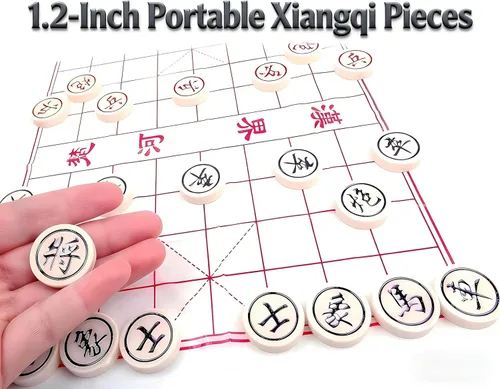 Miniatura 6 de MAGIKON Ajedrez chino, Xiangqi de plástico duro con caja de plástico, diámetro de 1-1/5 pulgadas