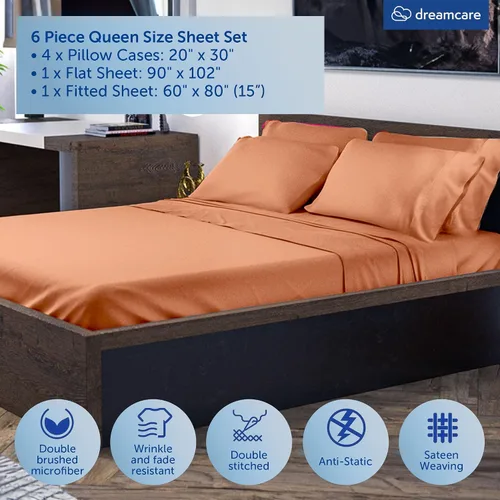 Miniatura 342 de DREAMCARE Juego de sábanas Queen – 6 piezas Sábanas de enfriamiento – hasta 15” Sábanas profundas tamaño Queen – Colección 2500 Supreme – Extra 03