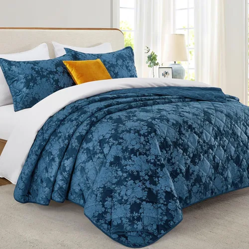 Miniatura 58 de IR Imperial Rooms Velvet Twin Quilt Bedspread Comforter Bedding Set 2 Pcs Diamond Pattern - (68"x86") Bedspread Coverlet + 1 Pillow Shams