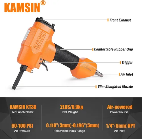 Miniatura 8 de KT38 - Extractor de clavos neumático para reciclar, quitar clavos, diámetro del vástago de 3-5 mm (0.118"-0.196") Air Punch Nailer Air Power Nail