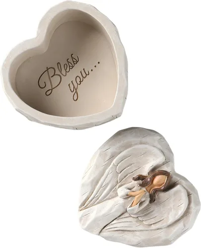 Miniatura 3 de Hodao Figuras de ángel Regalo de ángel Caja de recuerdo esculpida pintada a mano White Elegance Angel-Bless You
