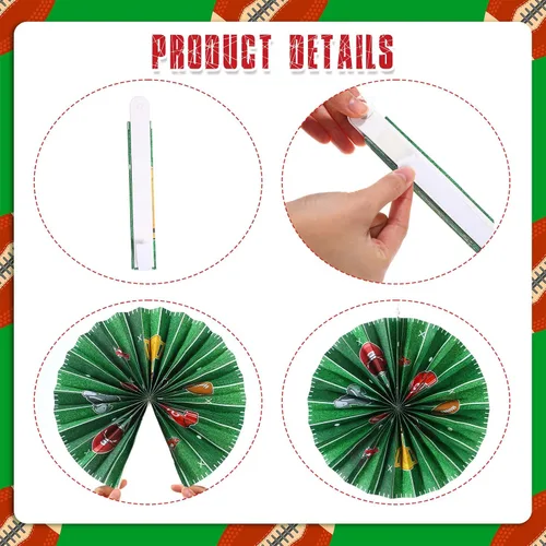 Miniatura 3 de Outus 9 piezas de decoración de fiesta de fútbol para colgar abanicos de papel de fútbol, béisbol, aula, decoración de pared de techo para deportes