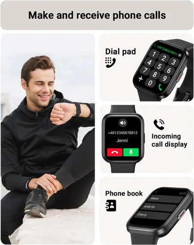 Miniatura 2 de Tensky Reloj inteligente para hombres/mujeres, Android, iPhone/Samsung, Alexa integrado, pantalla táctil de 1.8 pulgadas, rastreador de actividad