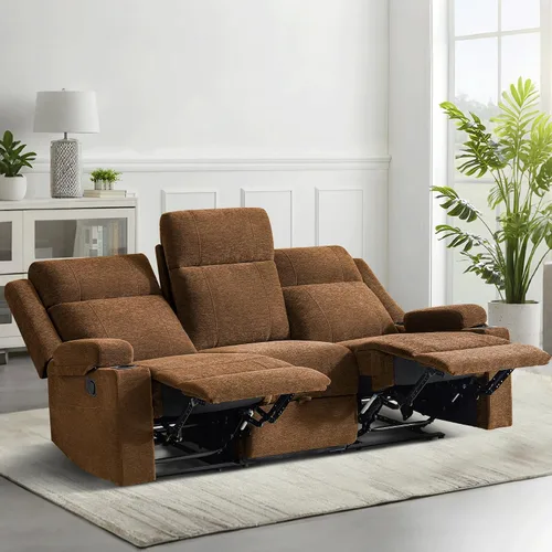 Miniatura 17 de GUEAPY Sofá Reclinable Manual Grande de 3 Plazas de Chenille Sofá Reclinable con Portavasos, Asiento Ancho, Fácil Montaje y Tela Resistente a