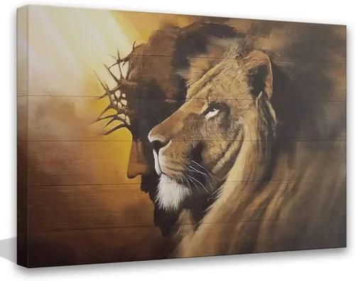 Miniatura 11 de Lienzo enmarcado dorado y blanco de Jesús caminando sobre el agua, arte de pared, póster religioso cristiano, cuadro de pintura de Cristo
