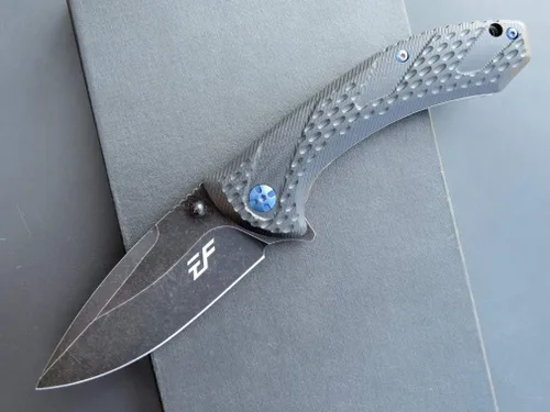 Miniatura 3 de Eafengrow EF927 Cuchillo de bolsillo D2 Hoja de acero con revestimiento de óxido negro, cuchillo para exteriores, mango G10, rodamiento de bolas