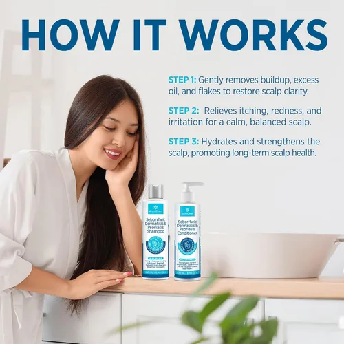 Miniatura 5 de Roycederm Set de champú y acondicionador para dermatitis seborreica y psoriasis, tratamiento eficaz del cuero cabelludo para foliculitis, psoriasis