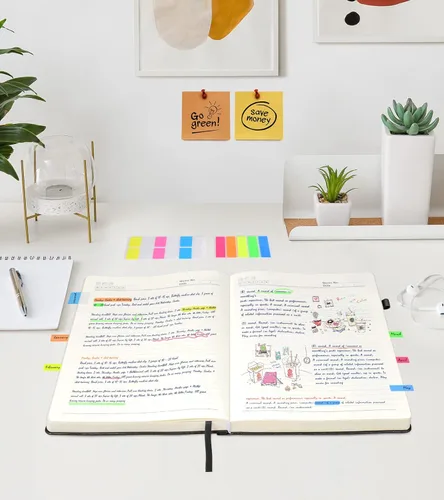 Miniatura 6 de Cuaderno rayado, 365 páginas B5, diarios grandes para escribir cuaderno a rayas, diario de cuero de tapa dura para mujeres y hombres, cuaderno Negro