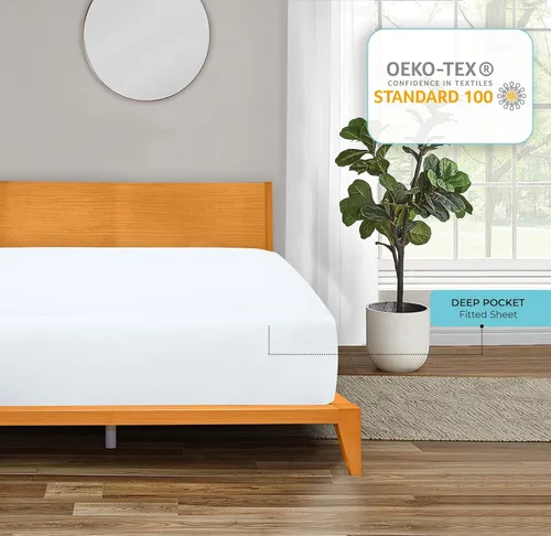 Miniatura 7 de Royale Linens Paquete de 2 sábanas bajeras, sábanas elásticas, sábana bajera individual XL, suave y transpirable, microfibra 1800, resistente a
