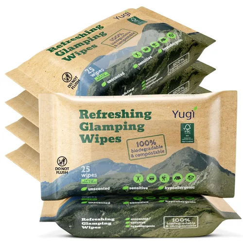 Yugi - Toallitas húmedas esenciales para camping, toallitas faciales y corporales para camping, después del entrenamiento y viajes, toallitas de
