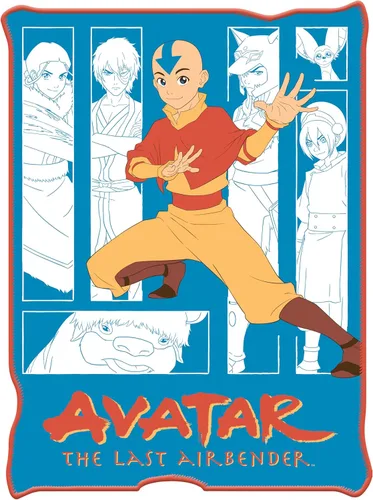Miniatura 5 de Silver Buffalo Avatar The Last Airbender With Aang, Zuko, Katara, Sokka Wolf, Toph Beifong, Appa y Momo - Manta de forro polar de 45 x 60 pulgadas